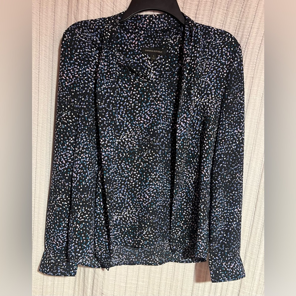 Banana Republic Black Multicolor Speckled Top